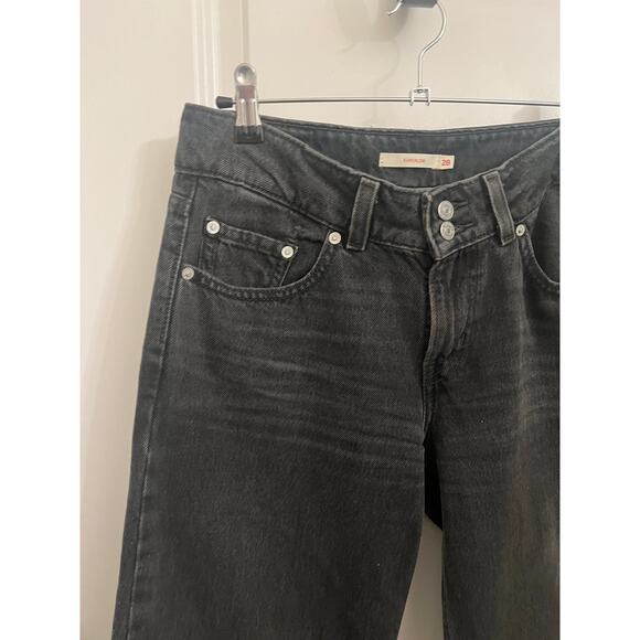 Levi's Superlow Jeans 28x32 Black Wash Straight Wide Leg Baggy '90s Grunge Y2K - Picture 6 of 9